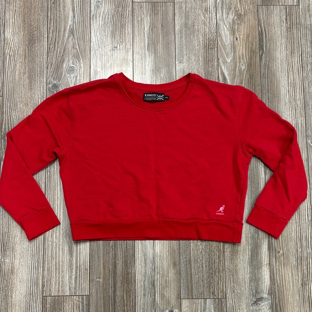 Kangol Red Cropped Cotton Sweater